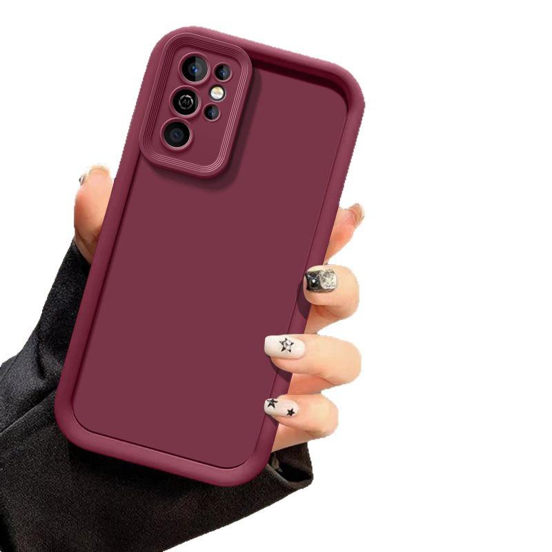 Suitable for Samsung S25ultra Mobile Phone Case Thickened Anti Fall A56 Full Inclusive M55 Simple Solid Color A06 DIY Soft Case