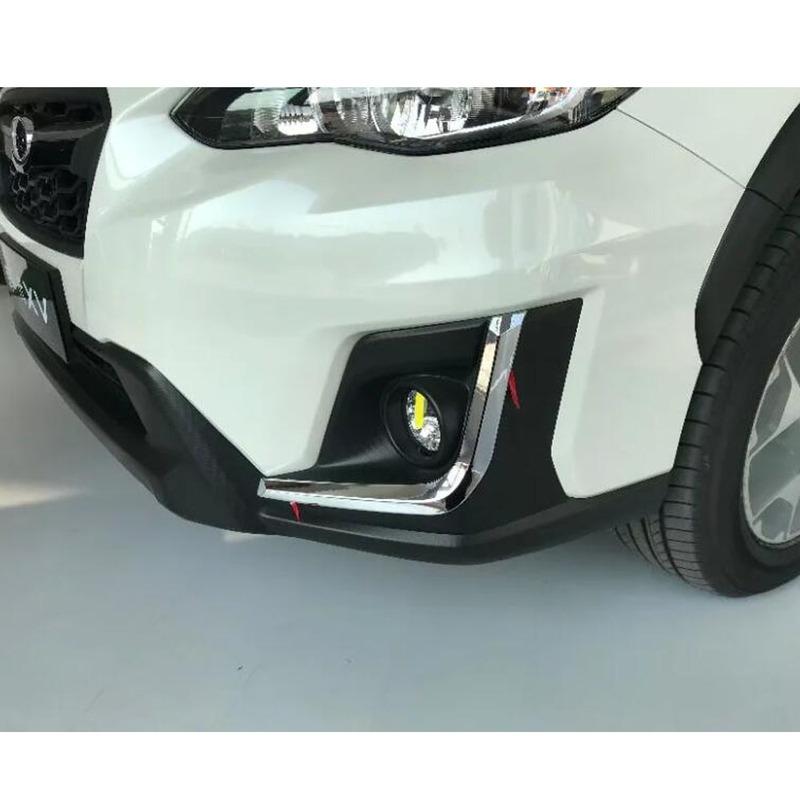 Hot Sale For SUBARU XV 2018     Head Front Fog Light Lamp Frame Sticker ABS Chrome Cover Trim Hood Panel Frame