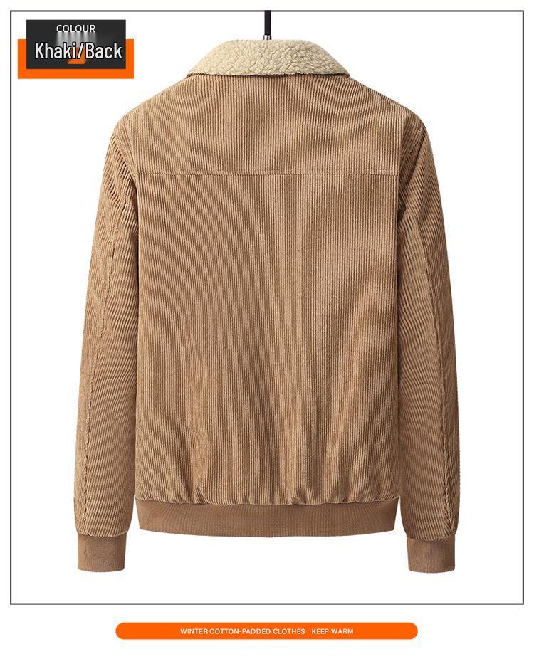 Winter 2025 Men's Lambswool-Lined Corduroy Workwear: Fashionable, Casual, Loose, and Warm Cotton Apparel