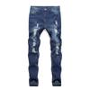 Herren Jeans Farbe Rissige Löcher Ausgefranst Verlauf Gewaschene Hose