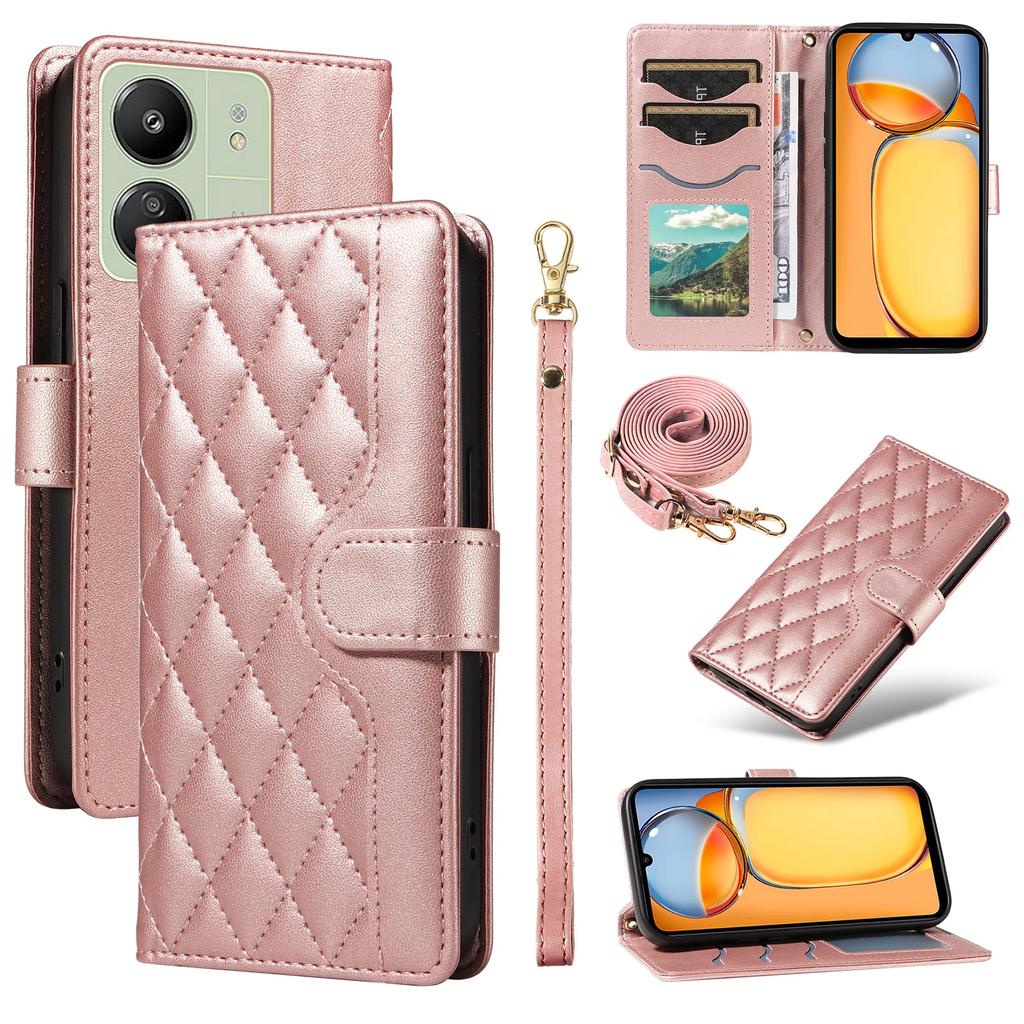 Crossbody Cards Solt Wallet Leather Case For Xiaomi Redmi Note 13 Pro Plus 13C 12 11 12T 11 POCO X6 5G 13T Lanyard Book Cover
