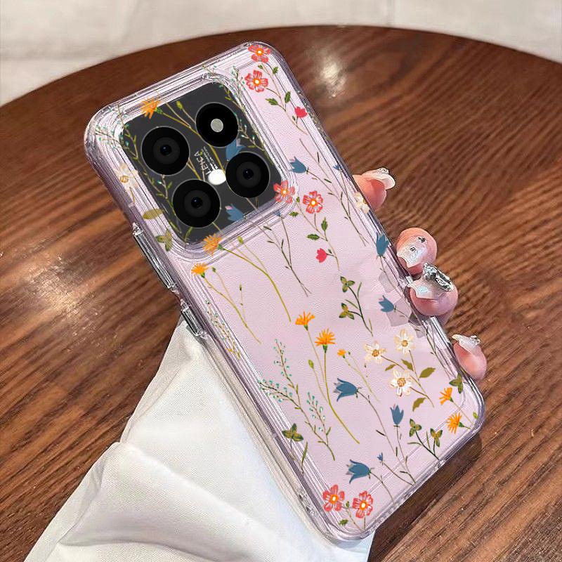 Small Flowers Pattern Case For Xiaomi Redmi Note 15 Pro 4G Funda Redmi Note 14 13 Pro 5G Clear TPU Silicone Soft Cover