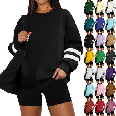 Damenmode, lässig, Rundhalsausschnitt, lockeres, langärmeliges, einfarbiges Sweatshirt