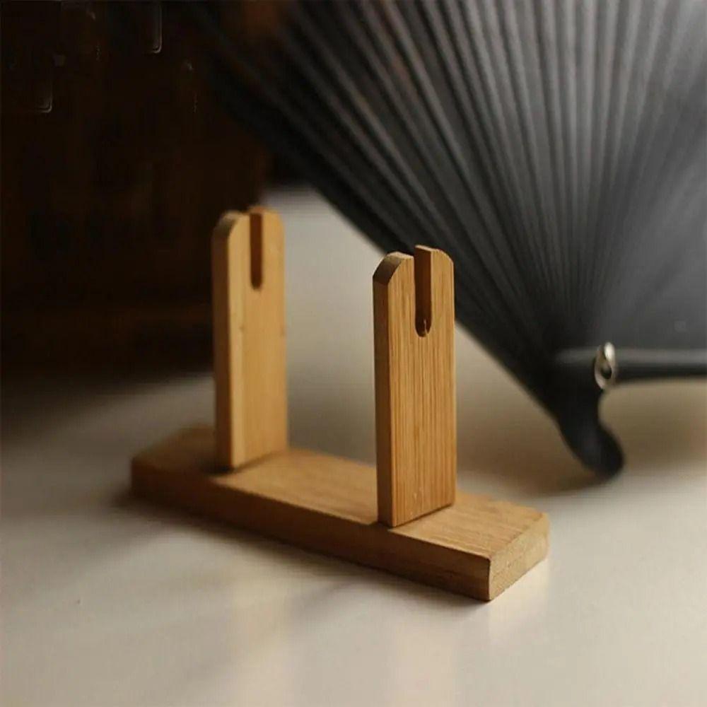 Durable Folding Hand Fan Stand Traditional Bamboo Frame Bamboo Display Holder  Home Decoration