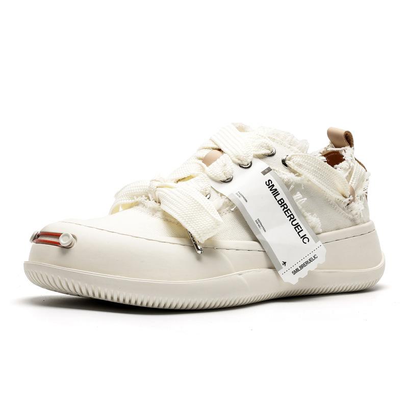 

3223 парусиновые туфли мужские и женские парные черно-белые сырный кот нишевый дизайн тканевые туфли платформа с утолщением кеды 44 белый