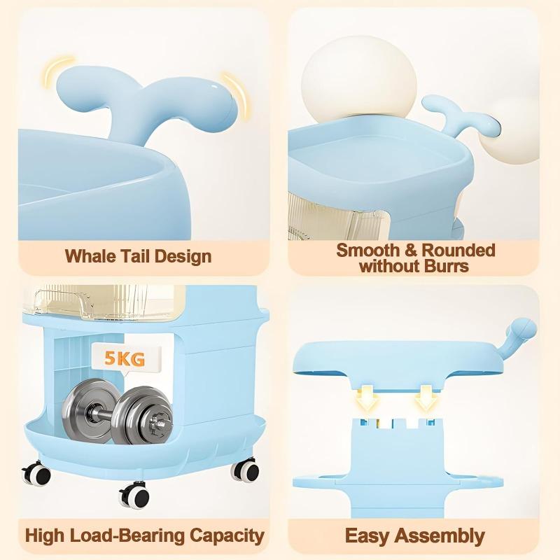 4 Tier Portable Baby Changing Table Trolley Storage Organizer with Wheels Mobile Nursery Organizer Cart for Newborn Essentials