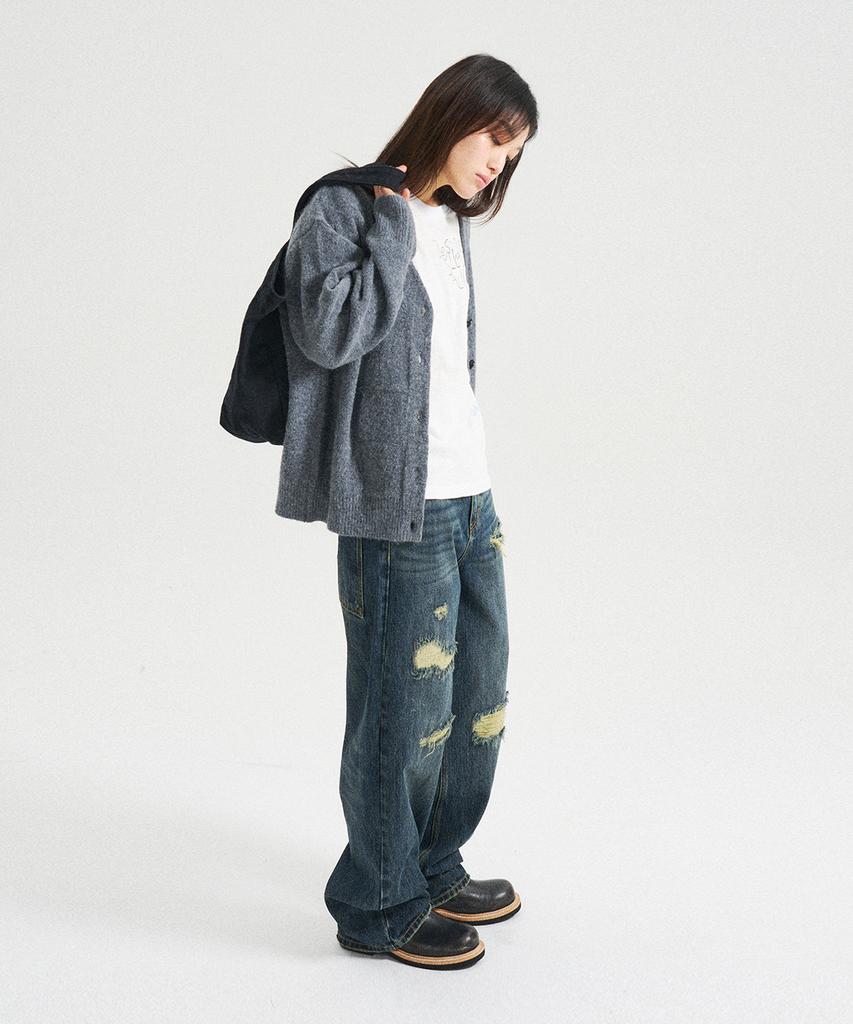 Slowacid Textured Block Cardigan [Gray]