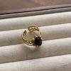 Gem series ring retro European and American light luxury gemstone niche design open oval personalized ring finger ring