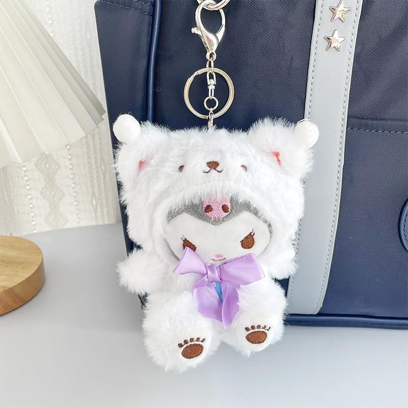 

Adorable Plush Bear Keychain Soft Stuffed Animal Bag Charm In Assorted Colors фіолетовий