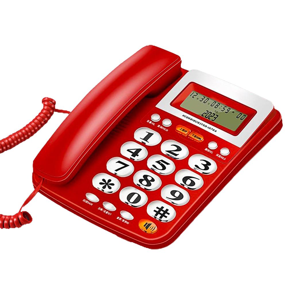 Téléphone Filaire avec Grand Écran LED Téléphone Fixe Gros Bouton Téléphones Fixes Numérotations Rapides Téléphones Filaires