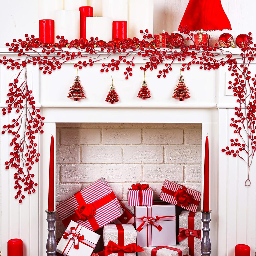 1PC 39.37 Inch Faux Cranberry Wreath - Versatile Fake Holly Vine for Home Decor