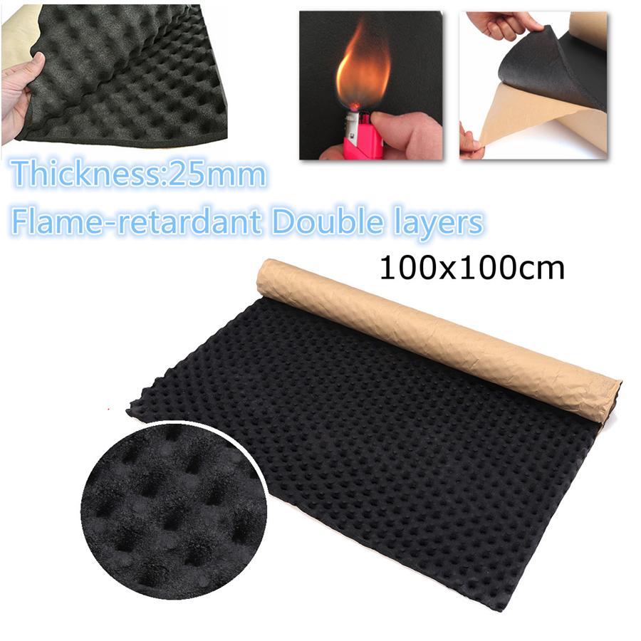 Universal Car KTV Room Sound Absorber 25mm Flame-retardant Acoustic Foam Car Deadening Proofing 100 X 100cm