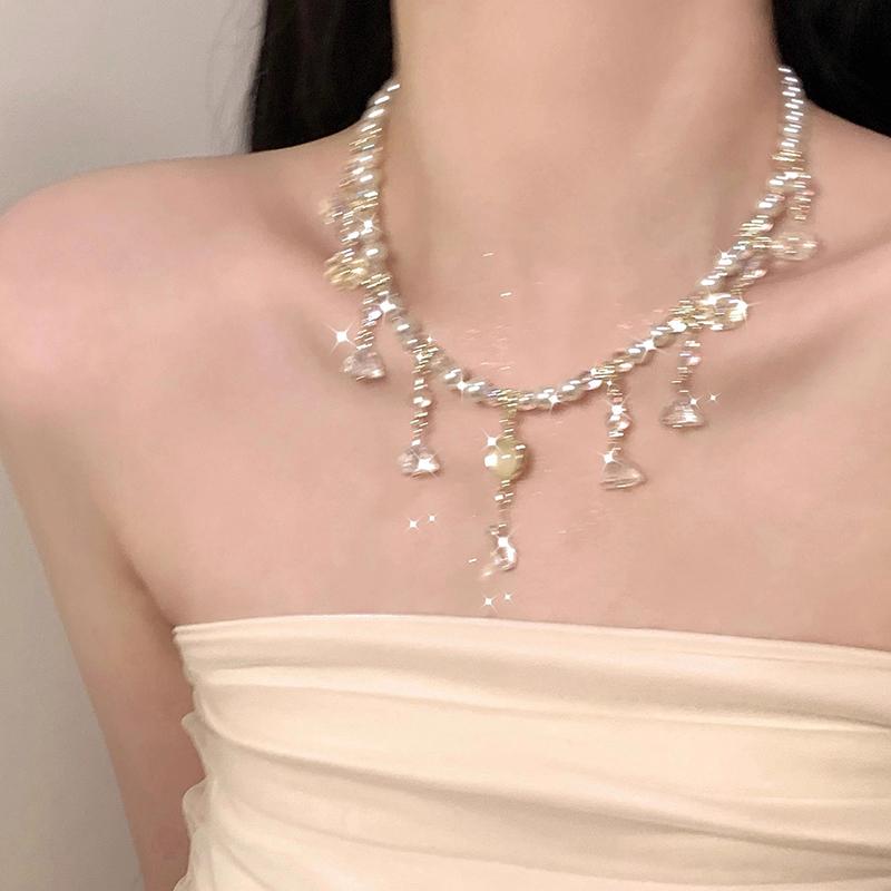 Chic Tassel Necklace For Women Girls Vintage Versatile Necklace Temperament Collarbone Chain Jewelry Accessories Gifts