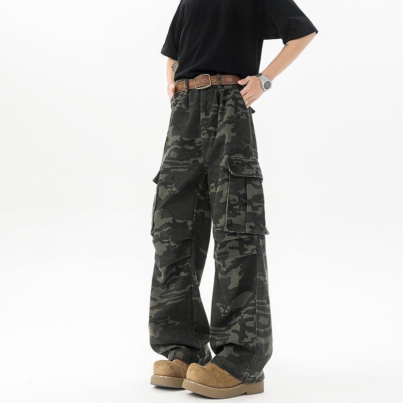 Джинсы для пар JYL Американская стирка Деконструированные Рваные Свободные Джинсовые Брюки 3XL