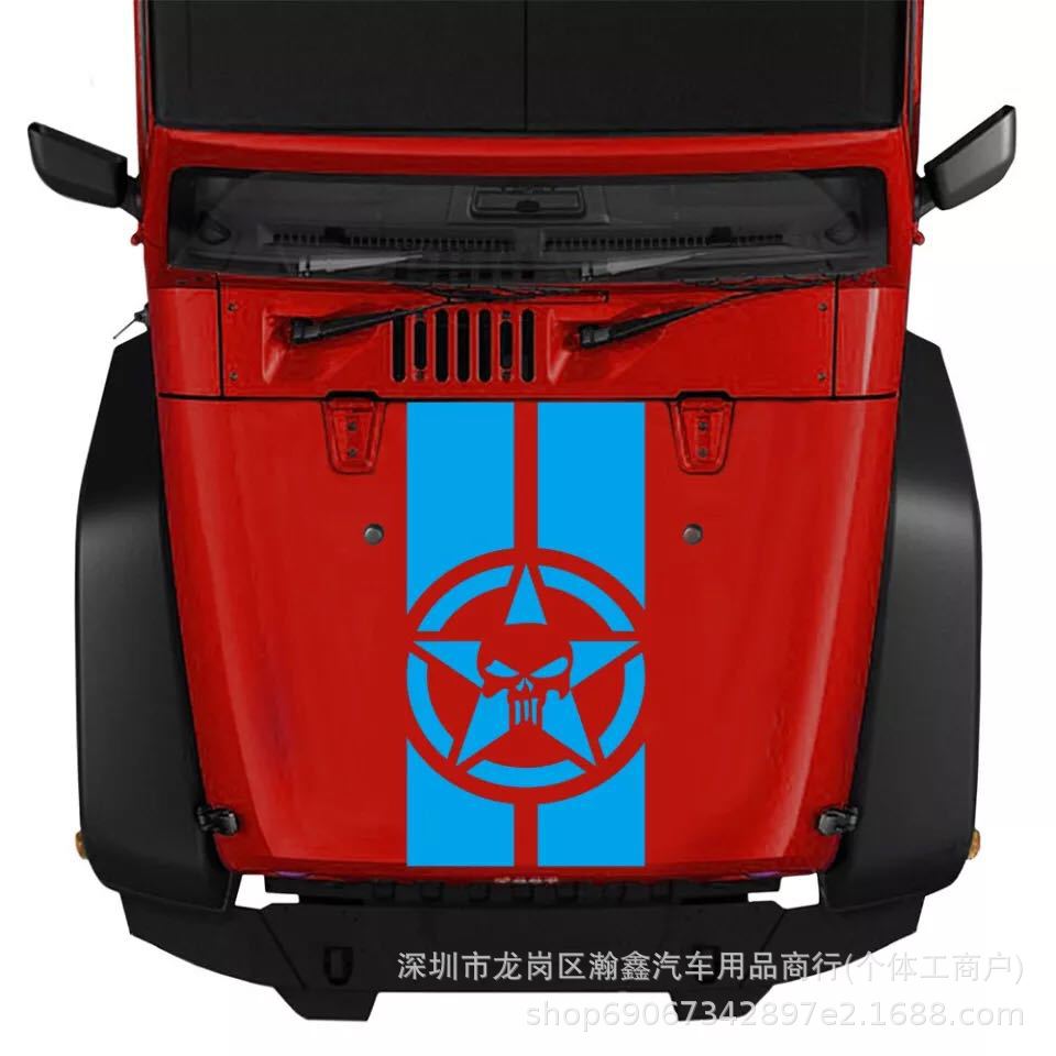 X294 Totenkopf-Aufkleber für Jeep Wrangler Haube und Motorhaube