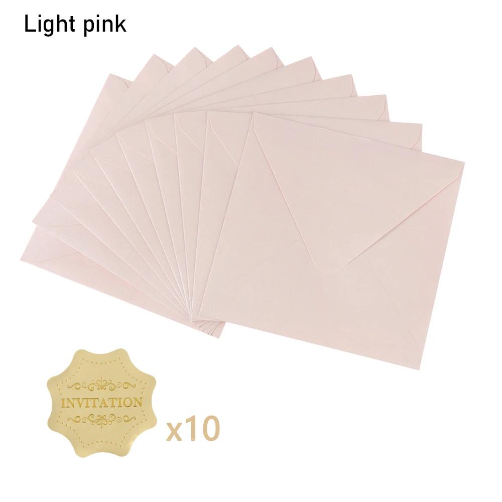 10 PCS/lot Business Gift Multicolor Pearlescent Square Paper Envelopes Pearl Papers Envelope Bag Greeting Card Encased