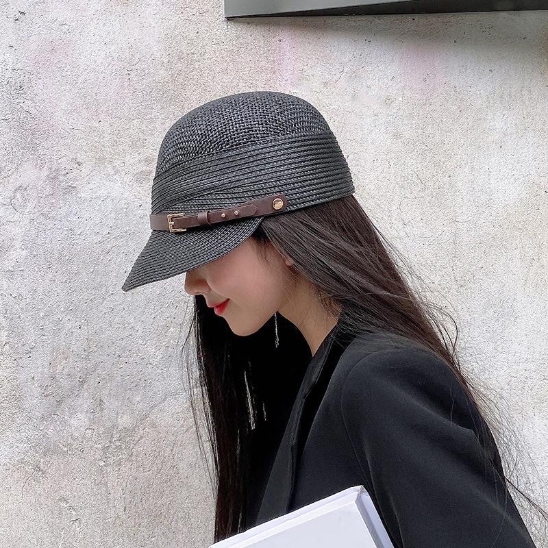 Summer Straw Newsboy Caps For Women Solid Color Bow Breathable Mesh Straw Beret Artist Painter Hat Elegant Female Cap