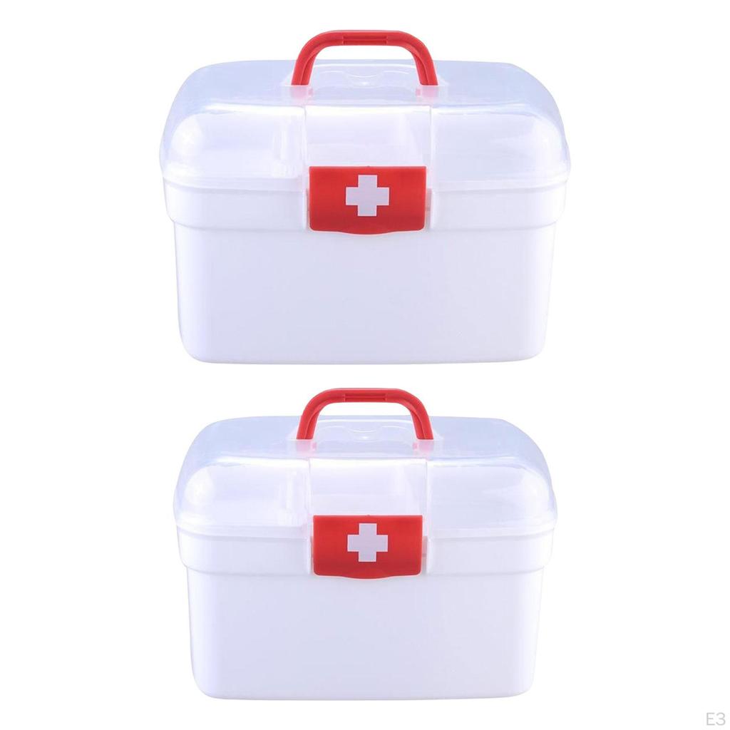 Family First Aid Medical Box Container 2-Layer Bin Storage Cosmetics Outdoor Activities Travel