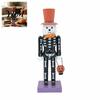 Retro Skull Ornament Halloween Nutcracker Wooden Figurine, Hand-Painted Skeleton Soldier Ornament, Creepy Mantel Decoration Style Decorative