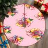 2D Flat, 1pc, a Christmas Tree Skirt with a Pink Base Adorned with Colorful Flowers, Featuring 2D Flat Printing. Suitable for Christmas Trees, Holiday