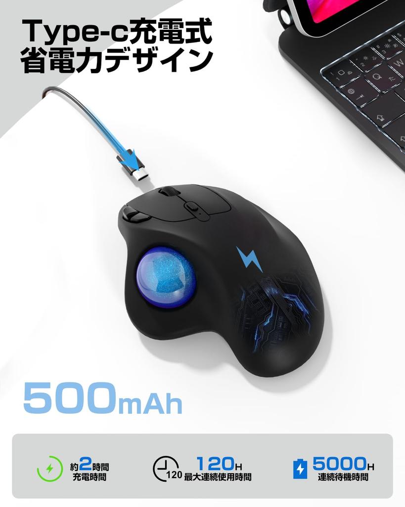 EWiN Wireless Mouse Bluetooth 3 Devices Simultaneously 5 DPI 500mAh High High Thumb 7 Compatible with Trackball, & 2.4GHz Compatible, Connectable,