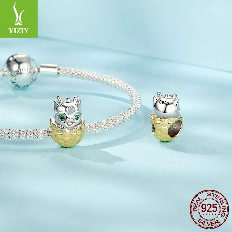 Silver Ziyun Dragon Egg DIY Beaded Bracelet, S925 Sterling Silver, New Year's National Trend Style.