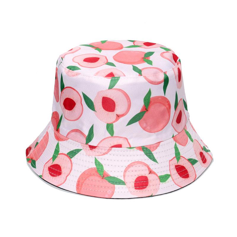 Unisex Vegetables Fruits Print Bucket Hats For Women Girls Summer Double-Sided Foldable Panama Sun Hat Fruit Bob Fisherman Caps