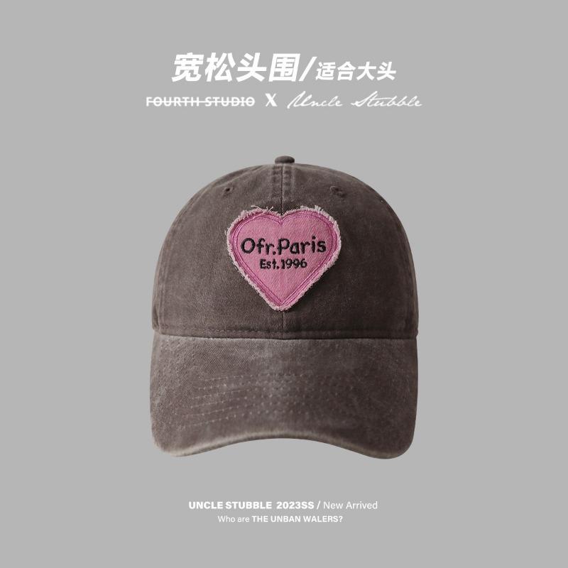 Spring and Summer Big Head Circumference Hat Shows the Face Small Cap Girl Sweet Cool Hot Girl Love Retro Soft Top Baseball Cap Tide