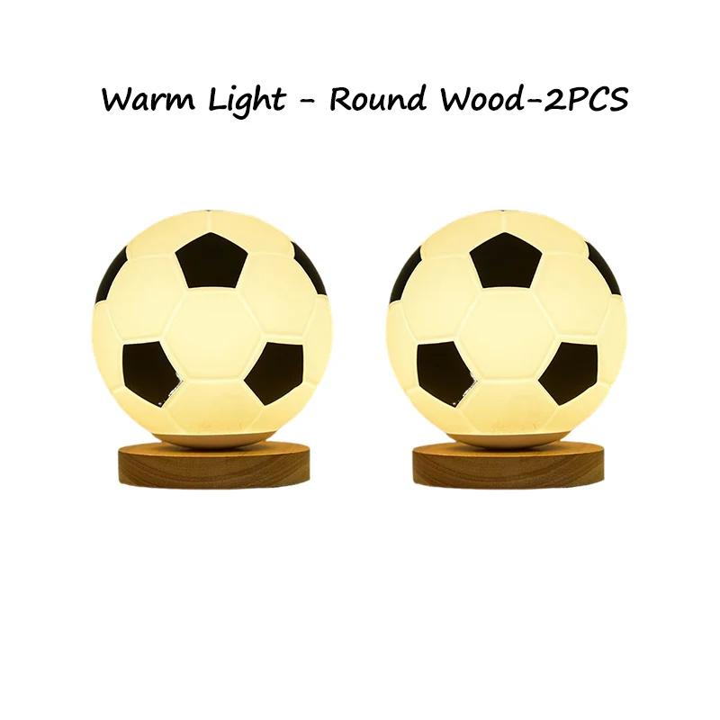 LED-fotbollsnattlampa massivt trä glas litet bordsljus Fjärrkontroll Dimning vid sängkanten sovrum Studiedekoration nattlampa