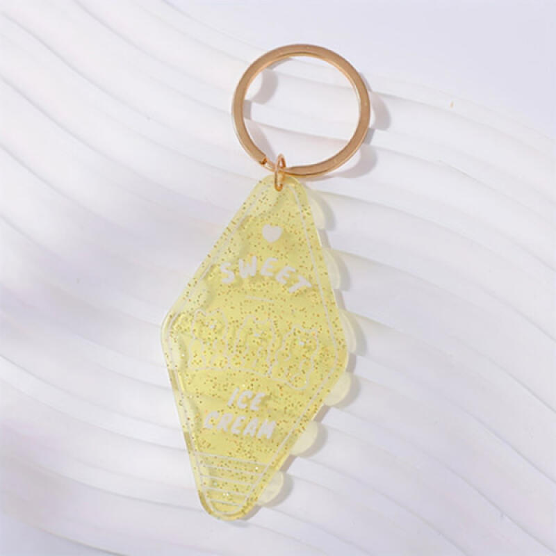 Acrylic Hologram Teddy Bear Ice Cream Hotel Keychain