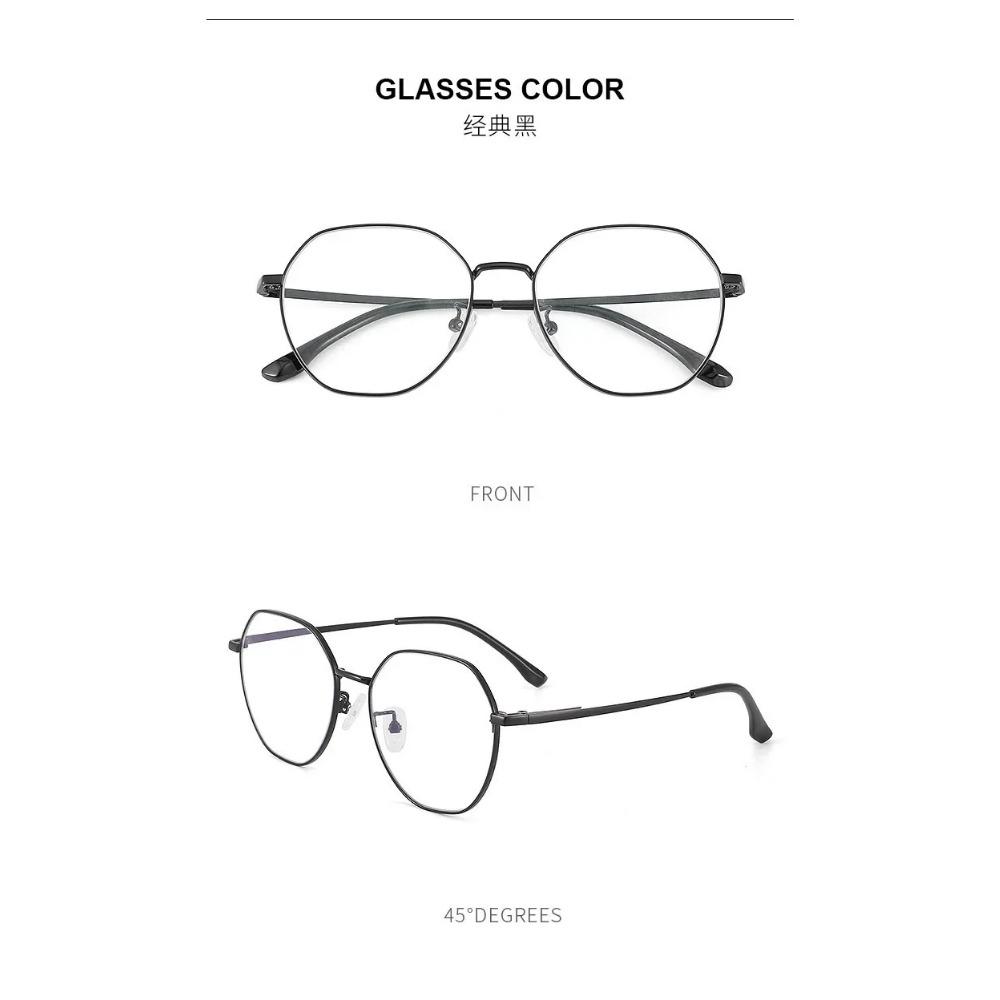 0 To -600 Polygonal Large Frame Myopia Glasses Metal Framed Business Flat Glasses  Myopia Computer Glasses