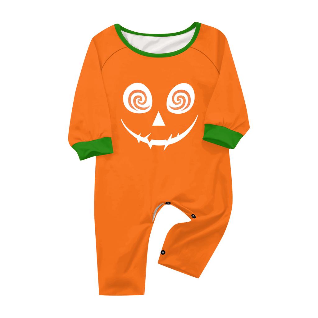 Family Matching Halloween Print Pajama Set Long Sleeve Raglan Top and Straight Leg Pants
