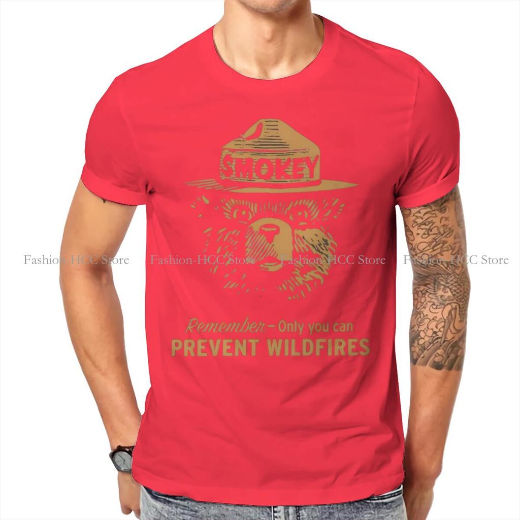 Smokey The Bear Rules Tshirt Vintage Unisex Grunge Teenager Clothing Tops Oversized Cotton Oneck T Shirt