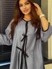 2025 Summer Women's Casual Fashion Set with Tie Design - Solid Color, European & American Style, Muslim-Friendly