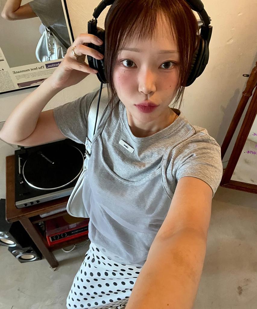 Leteoli Bustier Layered T-Shirt_Grey