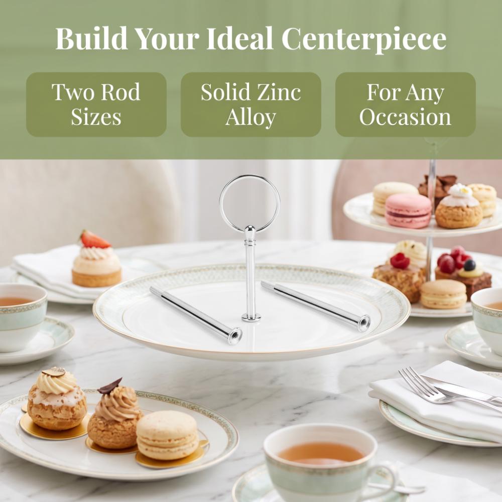 Threaded Rods Cake Tray Stand 3-Tiers Round Multi-Tier Cake Stand Fruit Serving серебряный