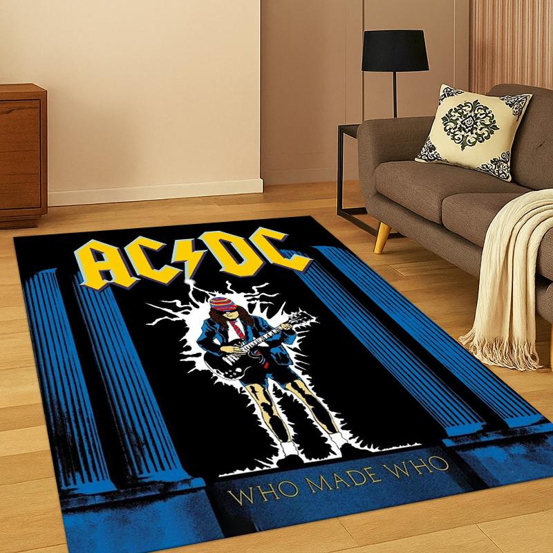 3D ACDC Rock Band Catoon Carpet Rug for Bedroom Living Room Sofa Playroom Doormat Home Decor,Kid Game Area Rug Non-slip Gift