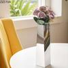 Stainless Steel Specular Vase Creative Geometric Flower Pots Desk Decoration Flowers Arrangement Vases Room Aesthetic Decor