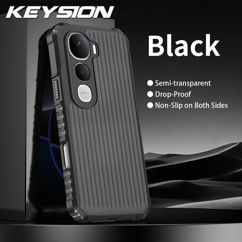 KEYSION Heavy Duty Shockproof Phone Case for IQOO Z10 Lite Soft Silicone+PC Translucent Matte Back Cover for VIVO IQOO Z10 Lite