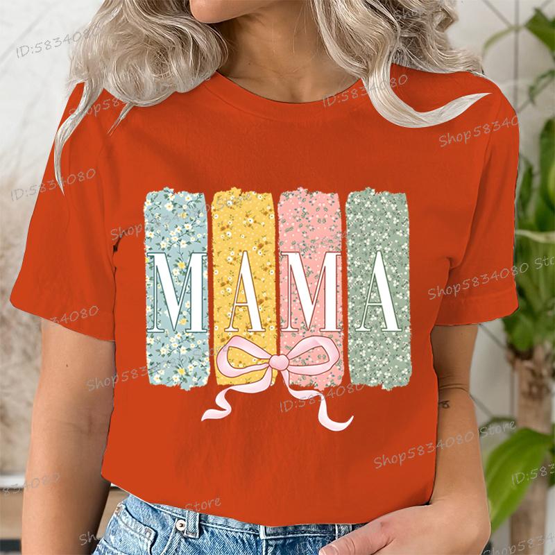 Floral Mama Coquette Bow Tshirt Mothers Day Fashion Casual Tops Boho Mama Shirt Design Floral Spring Gift for Mom Funny T Shirt