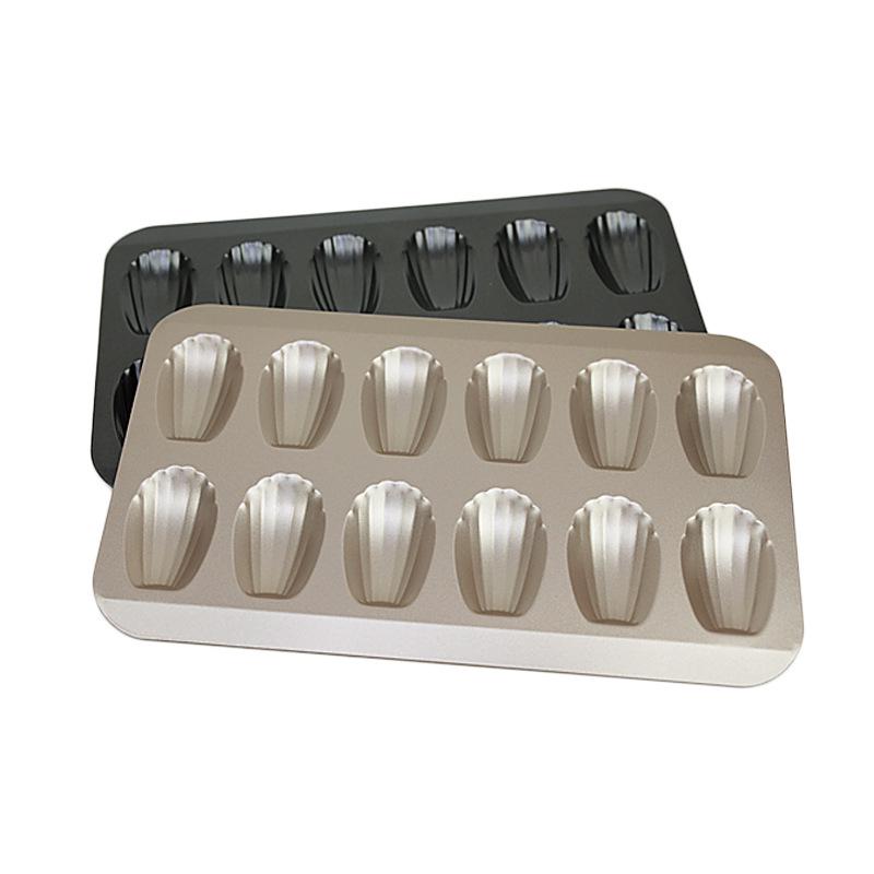 12-Cavity Non-Stick Madeleine Seashell Baking Mold, Thickened Carbon Steel Pan