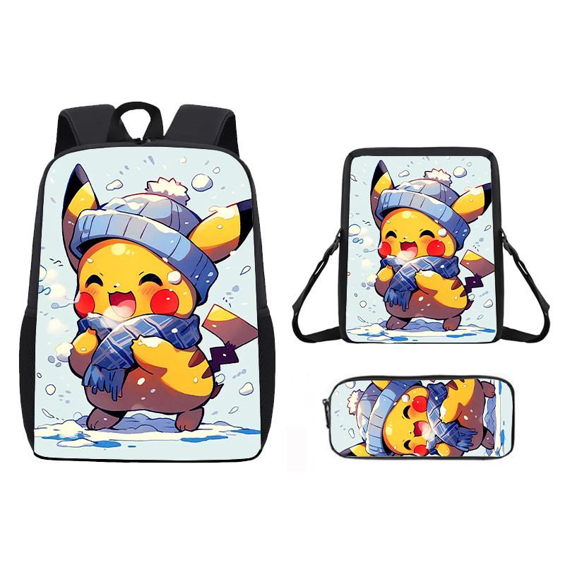 Pikachu Pokmon Kids School Backpack Set With Waterproof Oxford Fabric For Elementary Students