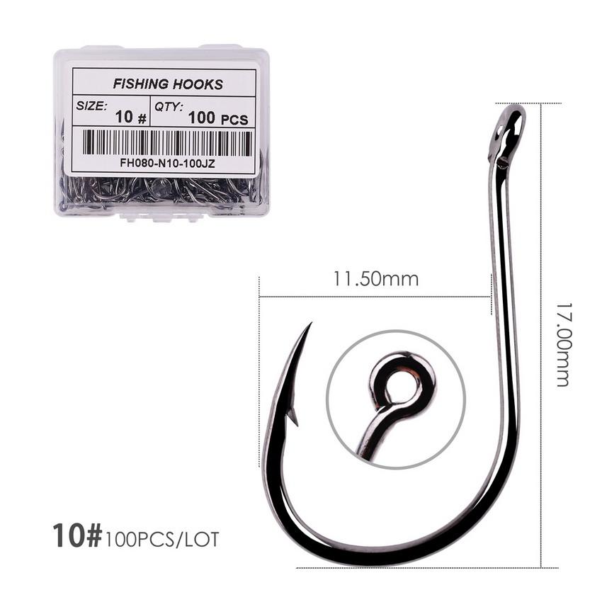100pcs/Box Fishing Hooks Iseama Circle Carp Eyed Fishing Hook Set Size 2-15# Ring Eye Japan Fishhooks Single Jig Hook