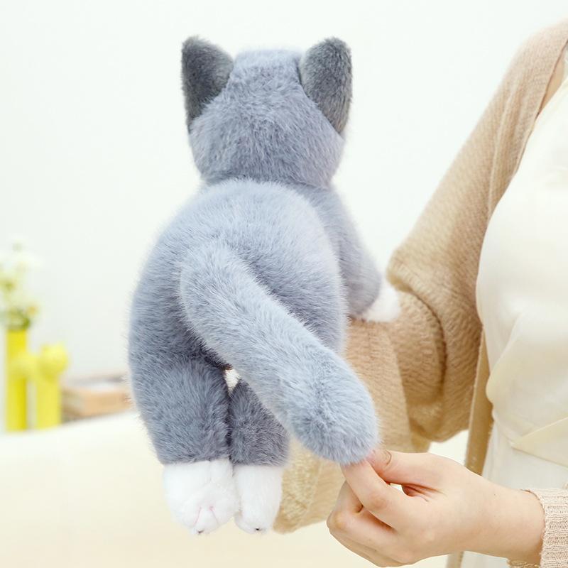 Soft Lying Model Simulation Cat Plush Toy Cute Kitten Doll Children Soothing Company Throw Pillow Rag Doll