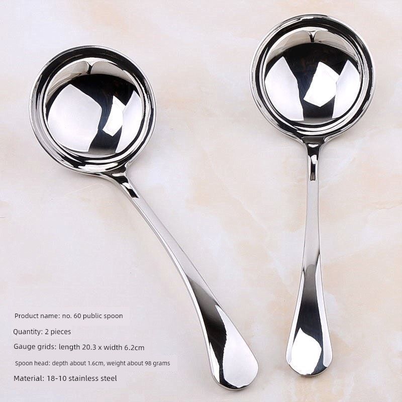 Household Soup Spoon 304J Stainless Steel Spoon Large Head Deepened Soup Spoon Dining Spoon Kitchen Soup Spoon Noodle Spoon