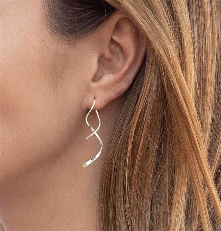 Spiral Threader Earrings Spiral Earrings Spiral Line Earrings Spiral Ear Line Stainless Steel Material Dangling Earrings