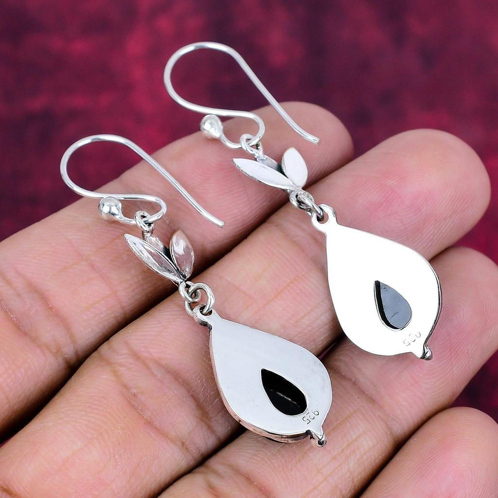 Black Onyx 925 Solid Sterling Silver Earrings, Handmade Gemstone Jewelry Earrings For Memorial Day