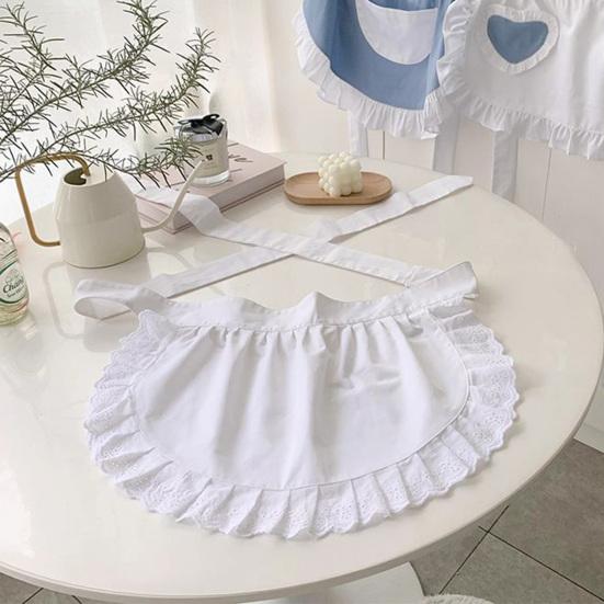 Maid Cosplay Apron Girls Ruffled Waist Apron Kitchen Costume Solid Color Fancy Dress Half Apron Cosplay Outfit Accessory