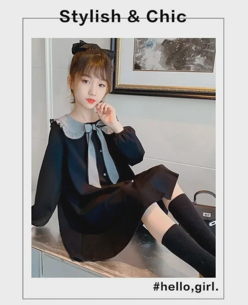 Roztomilé dívčí šaty s límečkem pro panenky z roku 2024 – ve stylu korejské princezny na jaro/podzim