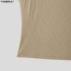 INCERUN Summer Men Sleeveless Print Ribbed Casual Sport Tank Tops Vest